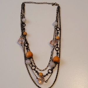 Vintage Estate Gorgeous multi strand layered wood PV work career Necklace